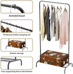 Modern Clothes Rack, 45" Height Garment Rack for Small Spaces, Stable Standing Clothing Organizer with Bottom Shelf, Portable Rack for Dorm, Apartment & Studio, 92LBS Capacity, Black