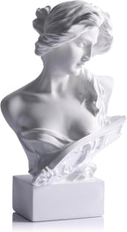 11.8" H Greek Mythology Bust Statue Decor,Artemis Statues Roman Goddess Figurines,Used for Sketch Practice Aesthetics Statues and Sculptures and Indoor Filling Space for Living Room, Bedroom (White)