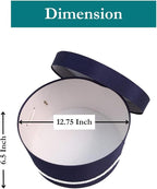 Sarah's Hat Boxes Classic Navy Hat Box – 12.75" x 6.5" (Dia. x Ht.) Handmade in USA – Odorless Non-Toxic Adhesive, Cording Handle – Premium Storage for Hats & Accessories