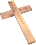 Holy Land Market Olive wood Cross from Bethlehem with a Certificate and Lord prayer card - 10 Inches