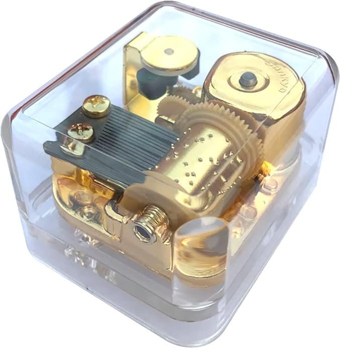 BinkeGG Play (Romeo and Juliet (A time for us)) Clear Acrylic Wind up Music Box with Sankyo Musical Movement (65 Tunes Option)