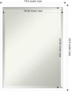 Amanti Art White Wall Mirror 25x19 Svelte White Rectangle Bathroom Mirror for Wall Decor Living Room, Medium Modern Wood Frame, Hangs Horizonally and Vertically, Bathroom Decor, Beveled Edge