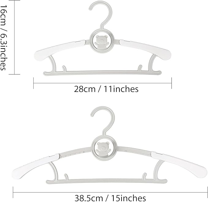 Adjustable Clothes Hangers for Baby Nursery,20-Pack Ultra-Thin Non-Slip Clothes & Pant Hangers for Newborn,Infant,Toddler & Kids,Grey