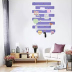 Vuzvuv 8 pcs Bulletin Board Bar Strips with 50 Pushpins & 10 Wooden Clip pins，Self Adhesive Cork Board for Wall，Felt Pin Board for School，Office Decor(Medium Purple)