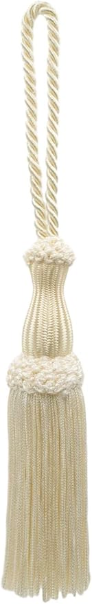 DÉCOPRO Beautiful Ivory Decorative Chainette Key Tassel 5 inch Tassel Length 5 Inch Loop Color: Ecru - A2