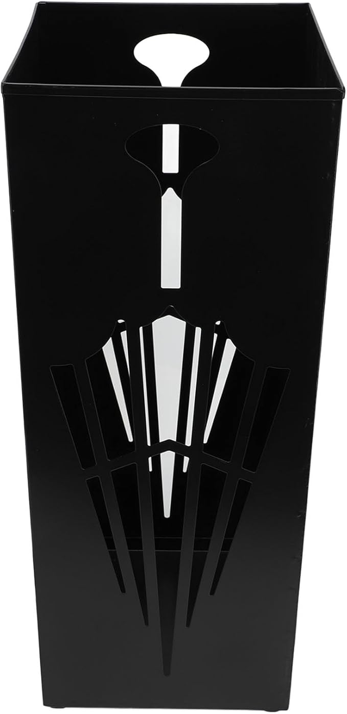 Square Metal Umbrella Holder, Umbrella Stand Rack for Entryway with Hollow Pattern, Fast Drying Rack Holder for Office and Entryway (Black)