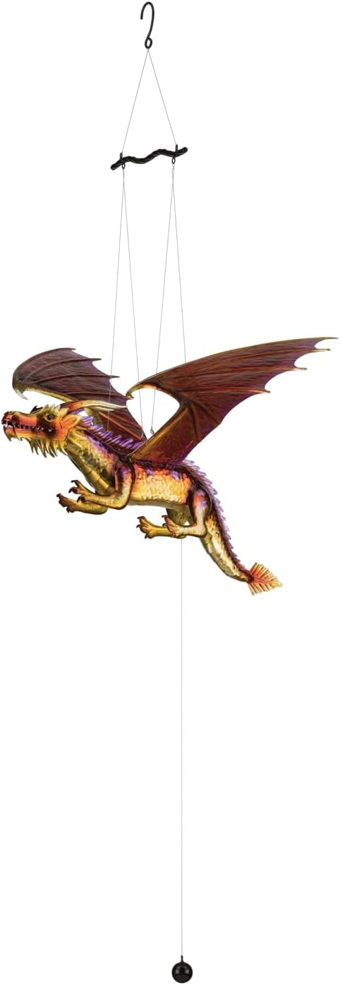Regal Art & Gift Flying Bird Hanging Metal Mobile - Decorative Outdoor Wind Motion Sculpture for Patio, Porch & Garden Décor - Dragon