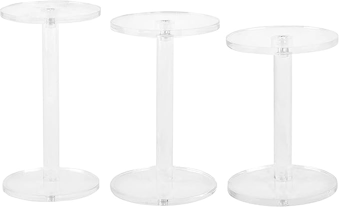 3 Pack 4 " Dia Acrylic Display Riser Jewelry Watches Round Pedestal Flower- Stand Small Figure Holder for Kitchen, Dining Room, Living Room Furniture