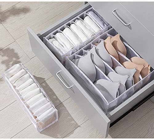 Underwear Organizer, 3 Set Foldable Bra Underwear Organizer Drawer Divider Storage Organizer for Underwear, Socks, Ties, Bras, Women Underwear Storage Compartment Box (White)