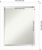 Amanti Art White Wall Mirror 23x19 Basic White Narrow Rectangle Bathroom Mirror for Wall Decor Living Room, Small Casual Wood Frame, Hangs Horizonally and Vertically, Bathroom Decor, Beveled Edge