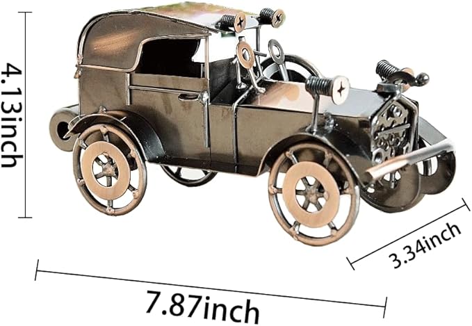 Metal Antique Vintage Car Model Handcrafted，Vintage Car Model Old Vintage Car Model Car Sculpture Antique Classic Car Ornament for Car Arts Craft Office Home Desktop Decoration Hobbies (Bronze 2)
