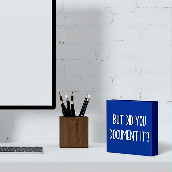 Funny HR Decor Office Decor Human Resources Office Desk Ornament HR Wooden Box Sign for Tabletop Bookshelf Thank You Gifts for Home Farmhouse Meeting Room Bedroom Library Retirement Boss Day Blue