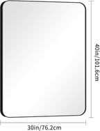 BONEWEI 30x40 inch Bathroom Mirror,Black Rectangle Mirror,Wall Mounted Bathroom Frame Vanity Mirror with Round Corner for Bedroom Living Room, Entryway Hangs Horizontal or Vertical