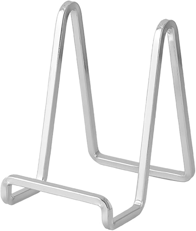 DIDUDIDU Plate Stands for Display - 4.5 Inch Small Iron Easel Holders for Decorative Plates, Picture Frames, Photos, Plaques (Silver, 3 Pack)