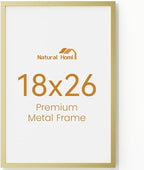 18x26 Aluminum Metal Picture Frame,Tempered Glass Gold Photo Frame 18x26 for Family Photo,Posters,Art,Document to Wall Mount Horizontally or Vertically