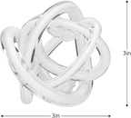 Torre & Tagus Orbit Hand Blown Glass Infinity Knot Sculpture - 3 Inch Glass Art White Knot Decor Ball for Home Decor, Small Centerpiece Table Decoration for Home Interior (Solid White)