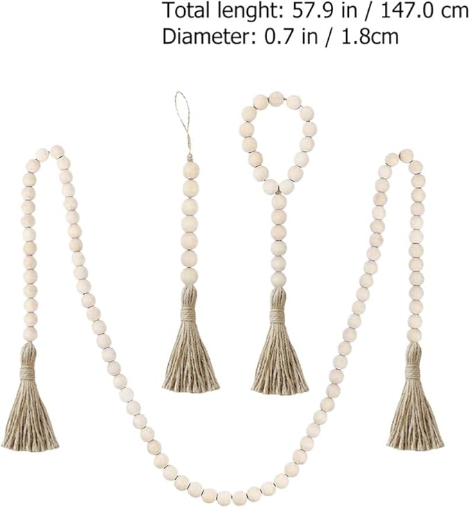 IMIKEYA Wooden Beads Garland: 3PCS Farmhouse Wood Bead Garland for Tiered Tray Farmhouse s Hanging Wood with Tassels Prayer Rustic s for Coffee Table Decor