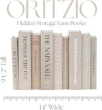 9 Faux Books Neutral - Decorative Box with Hidden Storage, Neutral Home Accessory, Bookshelf Accent, Coffee Table Book, Home Staging Accessory, Paper Wrapped Books