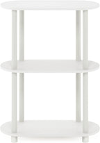 Furinno Turn-N-Tube No Tools 3-Tier Modern Oval Side Display Rack, White/Virgin White