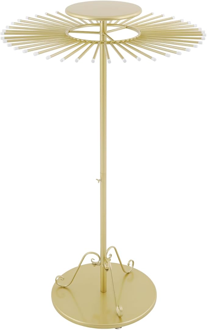 Scarf Display Stand, Commercial Hijab Organizer with 45 Rods, 360°Rotation Scarf Holder Display Rack Organizer for Boutique Retail Store, Apartment, Home Use (Gold, 31.5'')