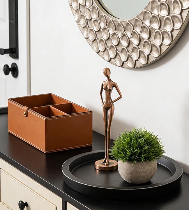Hanobe Candle Plate Holder Tray: Round Wood Decorative Candle Plate - Rustic Farmhouse Coffee Table Decor - Tealight Pillar Trays for Home Decor (Black)