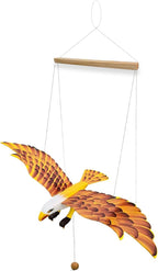 WitnyStore Wooden Bird Mobile 25" Yellow Flying Eagle Hand Made Painted Wood Flapping Wing Birds Hanging Ceiling Decor Wind Chimes Handcrafted Art Animal Decorative Collectibles Décor Gifts Souvenirs