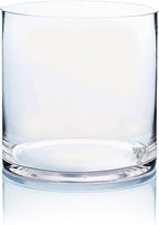 WGV Cylinder Vase Bulk, Width 8", Height 8", Clear Wide Large Diameter Flower Glassware, Floral Container, Planter Terrarium for Wedding Party Event, Home Accent Decor, 6 Pieces