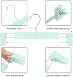 Clothes Pants Hangers, Space-Saving Skirt Holders with 360 ° Swivel Hooks, Adjustable Clips, Trouser Hangers, Clothes Coat Garment Jeans Hangers (30 Pack, Green)