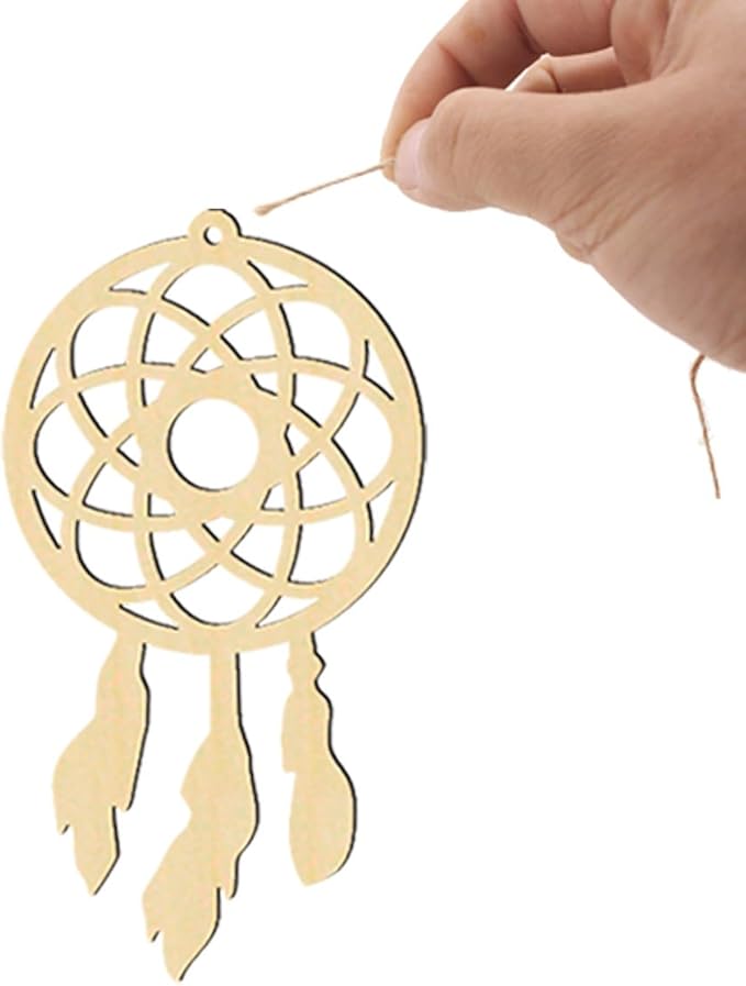 80 Set Wooden Dream Catchers Kits Wood Small Unfinished Dream Catcher Decorative Hanging Ornaments Cutouts to DIY Paint Crafts for Wall Home Tree Decor, 8 Styles