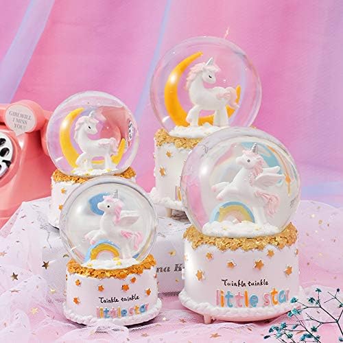 Unicorn Snow Globe for Kids, Musical Snowball with Colorful Lights Automatic Snowfall, for Girl Boy Christmas Birthday Ideal Choice, 4x6.3inch Music Box