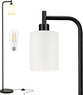 Ziisee Floor Lamps for Living Room - Standing Lamp with Frosted White Glass Shade, Modern Industrial Floor Lamp with LED Bulbs, Black Tall Lamp for Bedroom Office(Light Bulb Included)