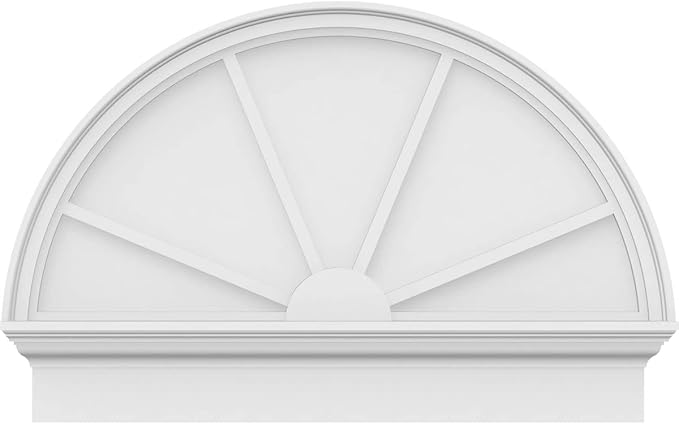 36"W x 24-3/4"H x 2-3/4"P Half Round 4 Spoke Architectural Grade PVC Combination Pediment