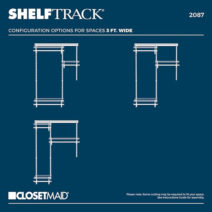 ClosetMaid ShelfTrack Wire Closet Organizer System, Adjustable from 2 to 4 Ft., With Shelves, Clothes Rods, Hardware, Durable Steel, White