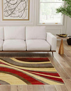 Unique Loom Barista Collection Area Rug - Ngada (7' 1" Square, Beige/Red)