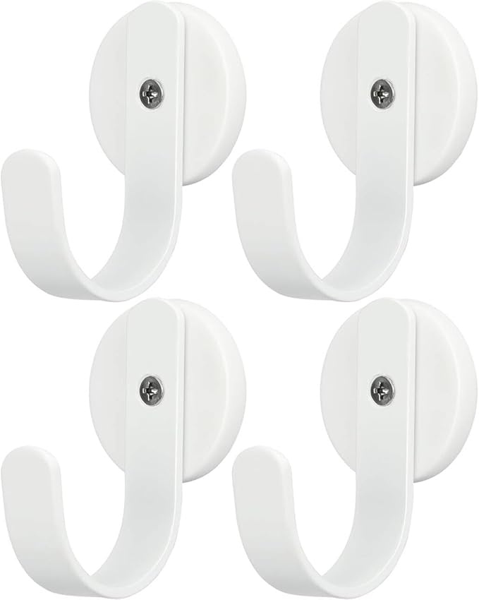Magnetic Wreath Hanger, Heavy Duty Magnets with Hook for Refrigerator, Christmas Decoration Magnetic Hooks for Metal Front Door, Cruise Hook Hanger for Hanging Cabins Grill Coat Pattern (White - 4PCS)