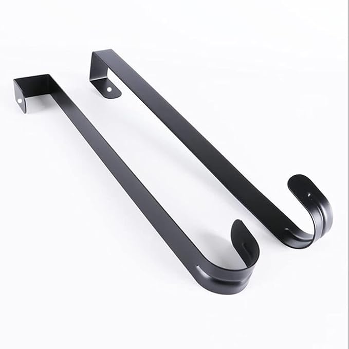10" Wreath Hanger, Metal Hooks for Front Door Christmas Decoration, Over The Door Hooks Black