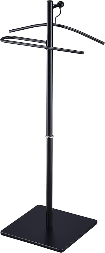 Proman Products VL17241 Kumo Freestanding Metal Valet Stand Organizer with Removable Hanger, Trouser Bar, Black, 11.5" W x 11.5" D x 41" H