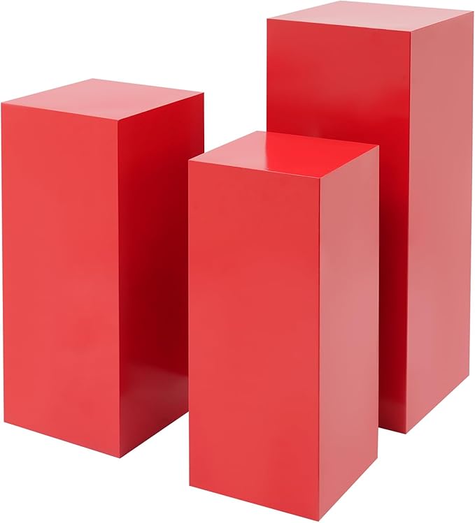 Display Pedestal Stand, Metal Display Pedestal Stands, Metal Showing Holder Pillars Display Pillars For Birthday Party Wedding 110.23 lbs Load-Bearing Capacity (Red 3 PCS)