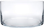 Royal Imports Flower Glass Vase Decorative Centerpiece for Home or Wedding - Cylinder Shape, 4" Tall, 8" Opening, Clear