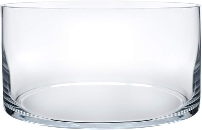 Royal Imports Flower Glass Vase Decorative Centerpiece for Home or Wedding - Cylinder Shape, 4" Tall, 8" Opening, Clear
