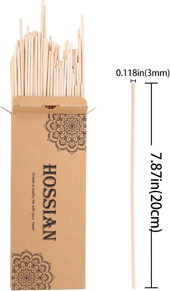 HOSSIAN Diffuser Reed Sticks-Diffuser Oil Refill, Home Fragrance Aromatherapy Reed Diffuser Set Sticks for Reed Diffusers Office Décor, Decoration (7.87"* 3mm Primary Color)