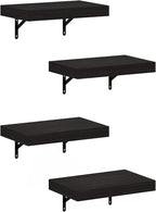 Furinno Tanna Floating Shelves for Wall Set of 4, 15-Inch Wall Shelf, Triple Thick Floating Mounted Shelf, for Bathroom, Home Office, Living Room, Tobacco Oak