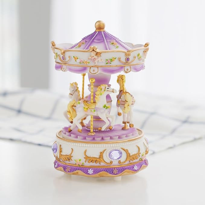 LOVE FOR YOU Gift-Wrapped Musical Carousel Music Box Color Lights Merry Go Round Horses Unicorn Decor Gifts for Girls and Daughter Granddaughter Niece Women Kids Christmas Birthday