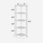 TUTOTAK Corner Shelf with LED Light, 5-Tier Corner Bookshelf for Small Space, Narrow Display Corner Shelf Stand with Storage Rack, for Living Room, Bedroom, White BS08BW005L