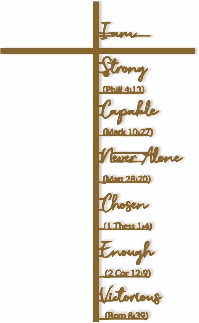 Qtaikong Large Metal Cross Wall Art with Scripture - Christian Religious Wall Decor, Jesus Home Church Wall Hanging, Scripture-Inspired Christian Gift for Christians(golden)