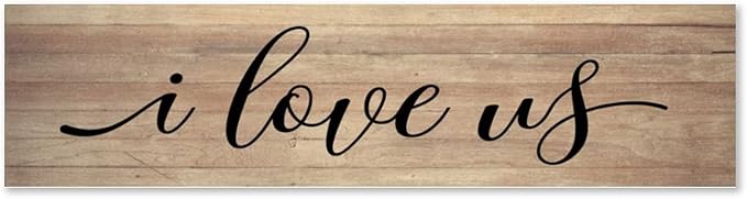 Rustic Wood Sign I Love Us Inspirational Quote Distressed Look Decorative Wooden Sign Vintage Wall Hanging Art Plaque Wall Decoration Home Decor for Farmhouse Room Door Porch Family Sign