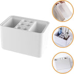 OSALADI White Umbrella Stand with Drain Tray Space-Saving Organizer Rack for Home Office Dormitory Rounded Corners with Positioning Grooves Suitable for Folding and Standard Umbrellas