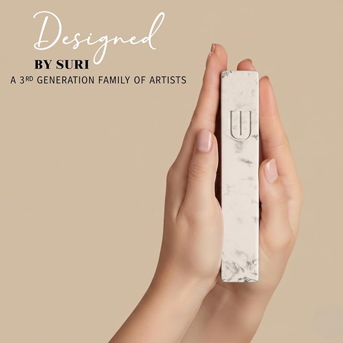 SURI Mezuzah for Door with Scroll – 6 Inch Modern Mezuzah Case with Non Kosher Scroll Included, Fits up to 5” Scroll, Easy Adhesive Installation, Gift Box Included