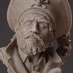 H&W Sandstone Pirate Figurines - Buccaneer Francis Drake Statue Decoration for Home/Study/Living Room, Great Collectible Figurines, Best Gift for The Man, Sandstone Color (HH17-D5)