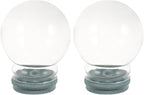 2pcs Glass Snow Globes: Clear Fillable Snow Water Globe Rubber Base Candy Bottle Jar for DIY Craft Home Christmas Winter Decoration 80mm